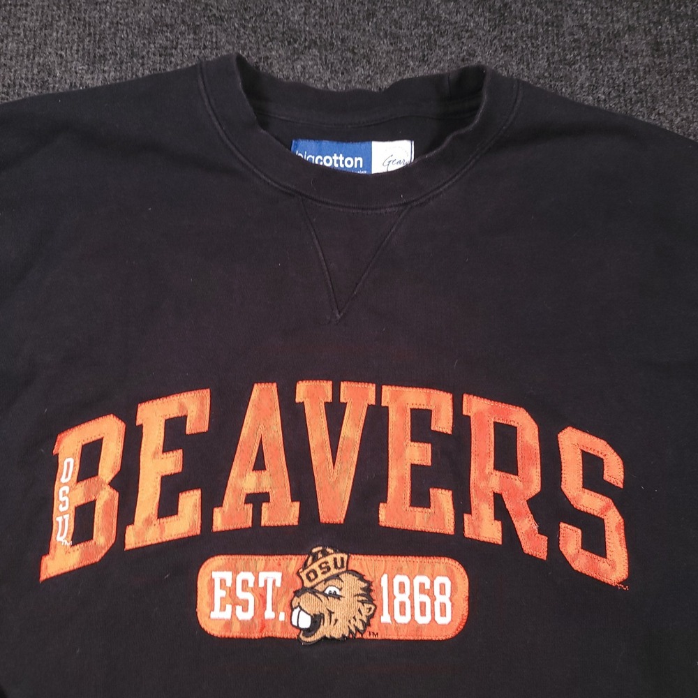 OSU Beavers Crewneck Sweatshirt Mens XL Black Big Cotton Gear‎